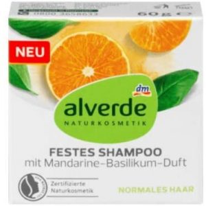 Festes Shampoo von dm / Alverde Naturkosmetik mit Mandarine-Basilikum-Duft