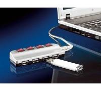 Produktbild Pearl Xystec Aktiver 4-Port USB2.0-Hub mit Netzteil