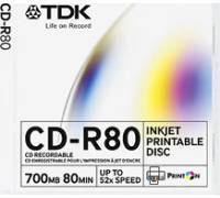 Produktbild TDK CD-R Inkjet Printable 700 MB 52x (10 Slim)