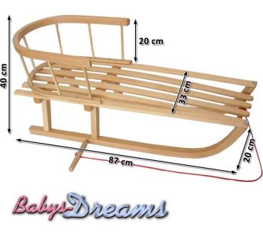 Produktbild Babys-Dreams Holzschlitten mit Rückenlehne und Winterfußsack