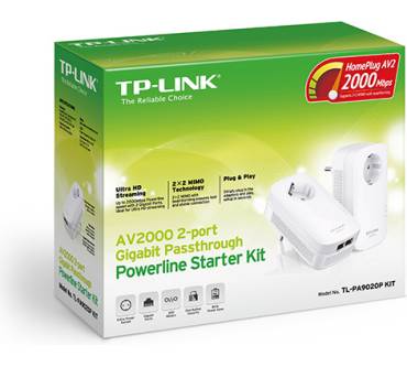 Produktbild TP-Link AV2000 2-Port Gigabit Passthrough Powerline Starter Kit (TL-PA9020P KIT)