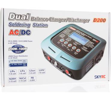 Produktbild SkyRC Technology Ladegerät D200 AC/DC DUO LiPo 1-6s 10A 200W mit Lötkolben