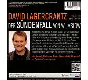 Produktbild David Lagercrantz Der Sündenfall von Wilmslow