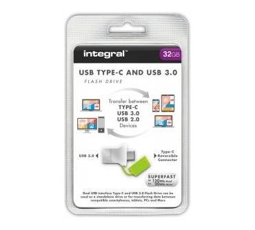 Produktbild Integral USB Type-C and USB 3.0 Flash Drive 32 GB (INFD32GBFUS3.0-C)