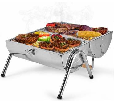 Produktbild Deuba Tragbarer Edelstahlgrill Campingrill mit Doppel-Grillfläche