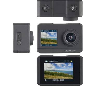 Produktbild Somikon UHD-Action-Cam mit 2 Displays, WLAN und Sony-Bildsensor, IPX8