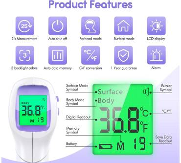 Produktbild KKmier Infrarot Thermometer PC868