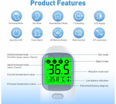 Produktbild IDOIT Digitales Infrarot Thermometer 4 in 1 Baby