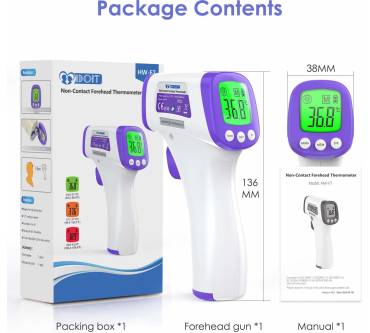 Produktbild IDOIT Digitales Infrarot Thermometer 2 in 1