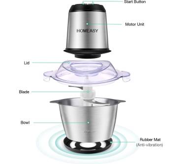 Produktbild HOMEASY Universalzerkleinerer mit 2L Edelstahlschüssel