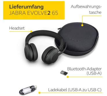 Jabra Evolve2 65 USB-A UC Stereo im Test: 1,8 gut | Bequemes Profi