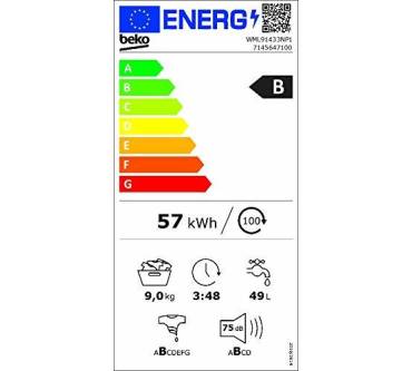 Preis mit Gute Energiebilanz gut guter | Ausstattung 1,8 WML91433NP1: Beko zum kleinen
