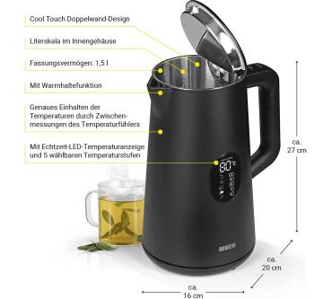 Produktbild N8werk Digitaler Wasserkocher mit Temperatureinstellung