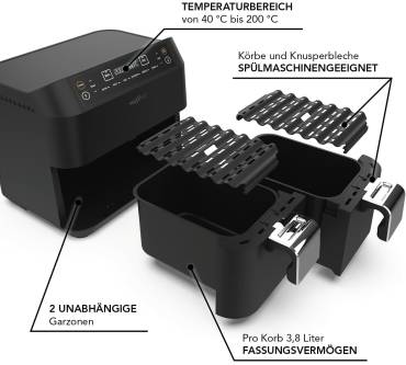 Produktbild Maxxmee Heißluft-Fritteuse Doppelkorb