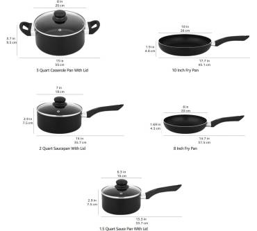 Produktbild AmazonBasics 8-teiliges Kochgeschirr-Set mit Antihaftbeschichtung