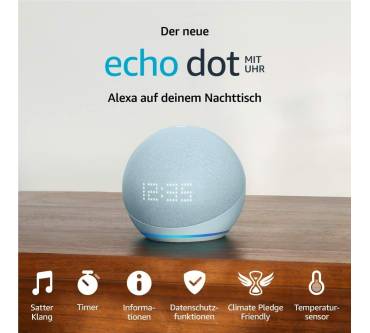 Echo Dot (5. Generation, 2022) mit Uhr im Test: 1,6 gut