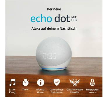 Produktbild Amazon Echo Dot (5. Generation, 2022) mit Uhr