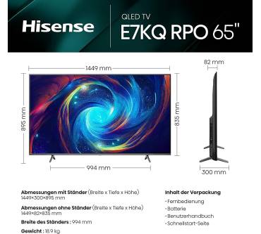 Produktbild Hisense 65E7KQ Pro