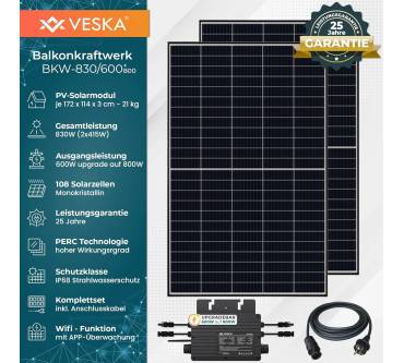 Produktbild VESKA Balkonkraftwerk 830W / 600W