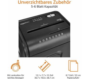 Produktbild AmazonBasics Hochsicherheits-Aktenvernichter Mikroschnitt (7-8 Blatt)