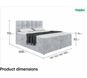 Produktbild Meblini Boxspringbett mit Bettkasten Raco