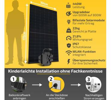 Produktbild Solakon 880W Balkonkraftwerk 800W / 600W upgradebar