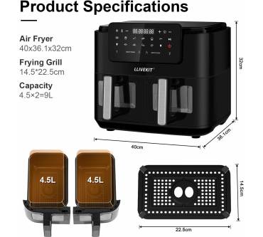 Produktbild Llivekit Heißluftfritteuse mit 2 Schubladen