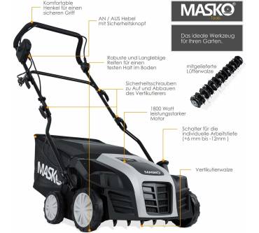 Produktbild Masko 2-in-1 Elektro-Vertikutierer (1800 W)