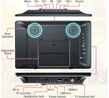 Produktbild Desobry Tragbarer 14-Zoll-Fernseher mit Antenne