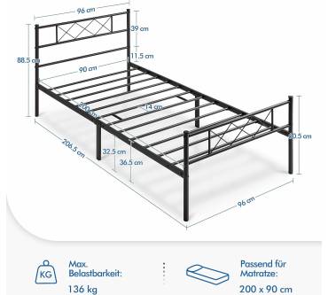 Produktbild Yaheetech Modern Metallbett