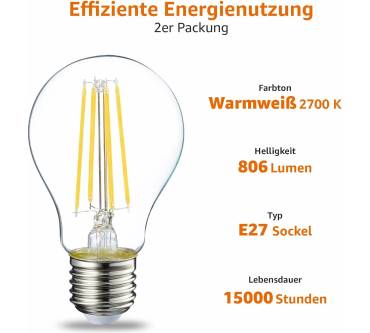 Produktbild AmazonBasics LED-Leuchtmittel Warmweiß