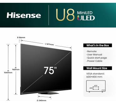 Produktbild Hisense 75U8NQ