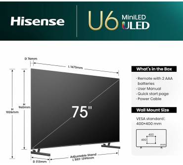 Produktbild Hisense 75U6NQ