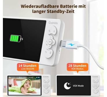 Produktbild Codnida 5,5 Zoll Babyphone mit Kamera