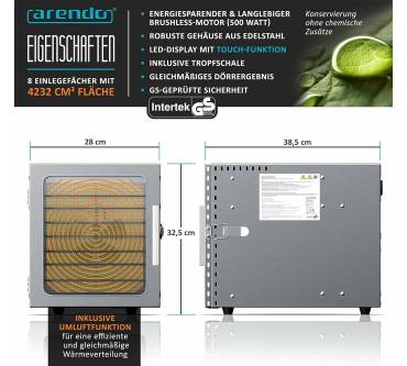 Produktbild Arendo Dehydrator 24h-Timer