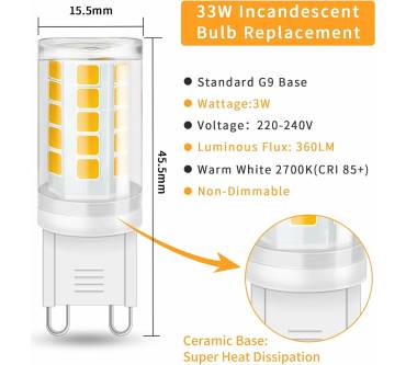 Produktbild AmmToo G9 LED Lampe 3W Warmweiß