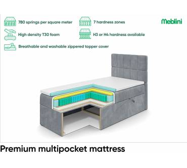 Produktbild Meblini Boxspringbett mit Bettkasten Lukas