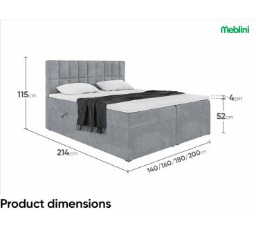 Produktbild Meblini Boxspringbett mit Bettkasten Lukas