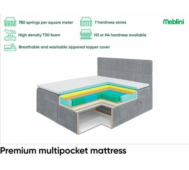 Produktbild Meblini Boxspringbett mit Bettkasten Lukas