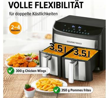 Produktbild Gourmetmaxx Doppelkammer-Heißluftfritteuse 2x 3,5l