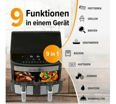 Produktbild Gourmetmaxx Doppelkammer-Heißluftfritteuse 2x 3,5l