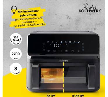 Produktbild Gourmetmaxx Vario-Doppelkammer Heißluftfritteuse 9L