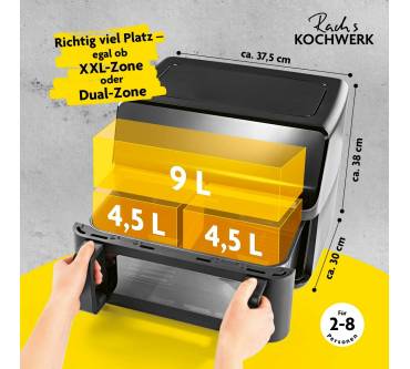 Produktbild Gourmetmaxx Vario-Doppelkammer Heißluftfritteuse 9L
