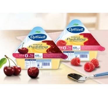 Produktbild Campina Optiwell Vanillepudding mit Fruchtsoße