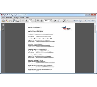 Produktbild Abelssoft MyKeyFinder 2013 Plus