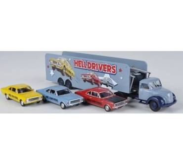 Produktbild Brekina-Modellspielwaren Helldrivers-Set Autosattelzug inklusive 3x Rekord C Coupe