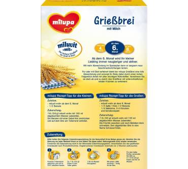 Produktbild Milupa Grießbrei mit Milch