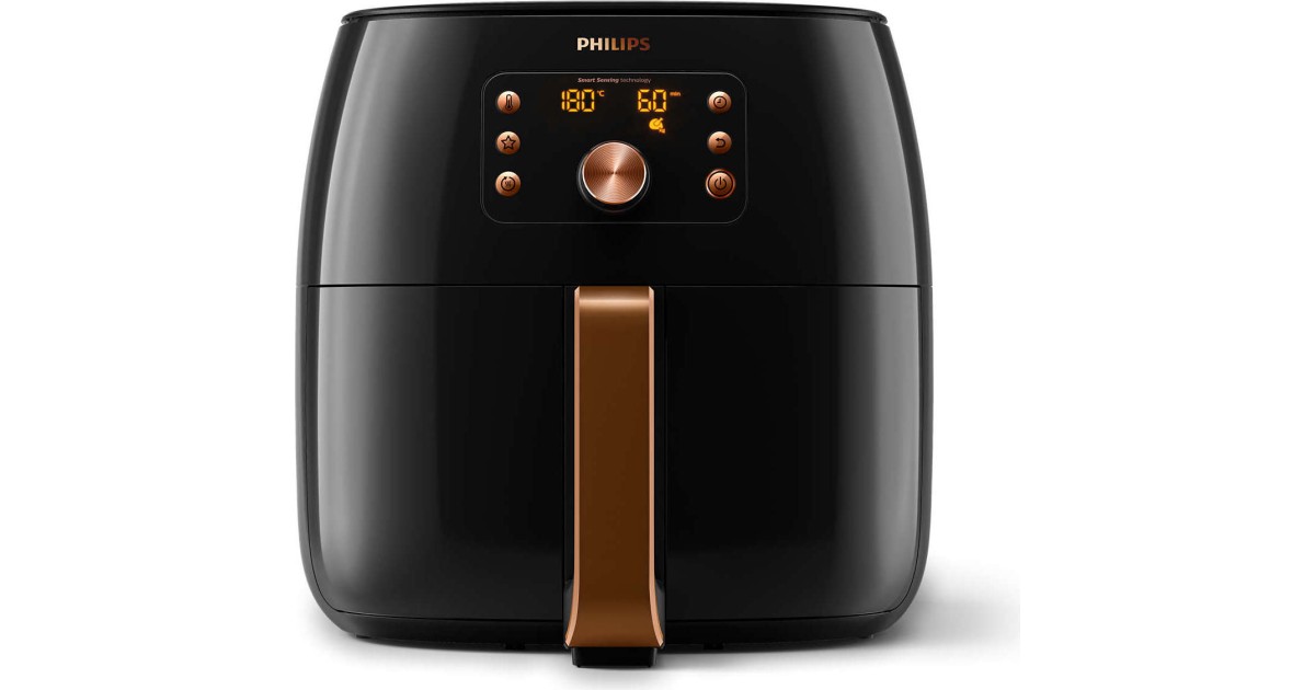 vielen Test: Philips sehr 1,3 Smart gegart gut Möglichkeiten HD9860/90 im mit XXL Airfryer |
