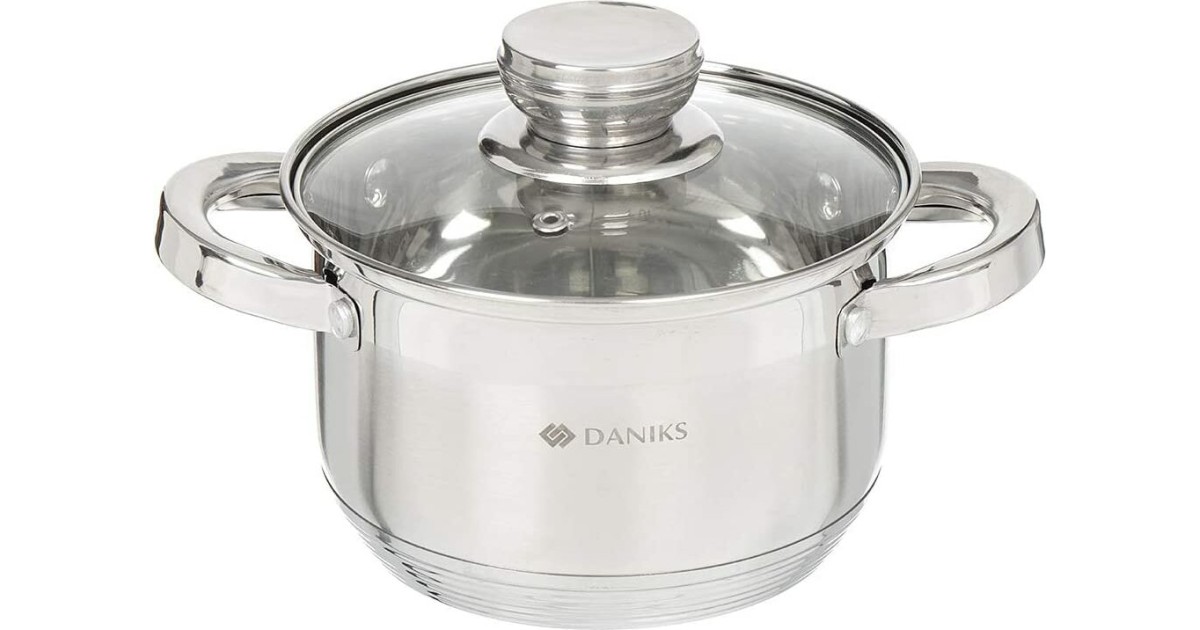 Daniks Standard: 1,8 gut | Edelstahltopf und Dampfauslass Glasdeckel Multifunktioneller mit
