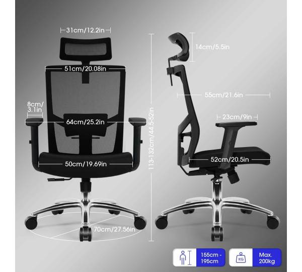 Daccormax Bürostuhl Bürostuhl, Drehstuhl, Schreibtischstuhl, Bürostuhl  ergonomisch